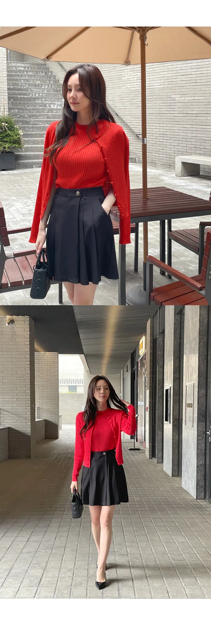 [단품구매가능] 레딜 라운드 골지 반팔 니트 가디건 상세 이미지 18