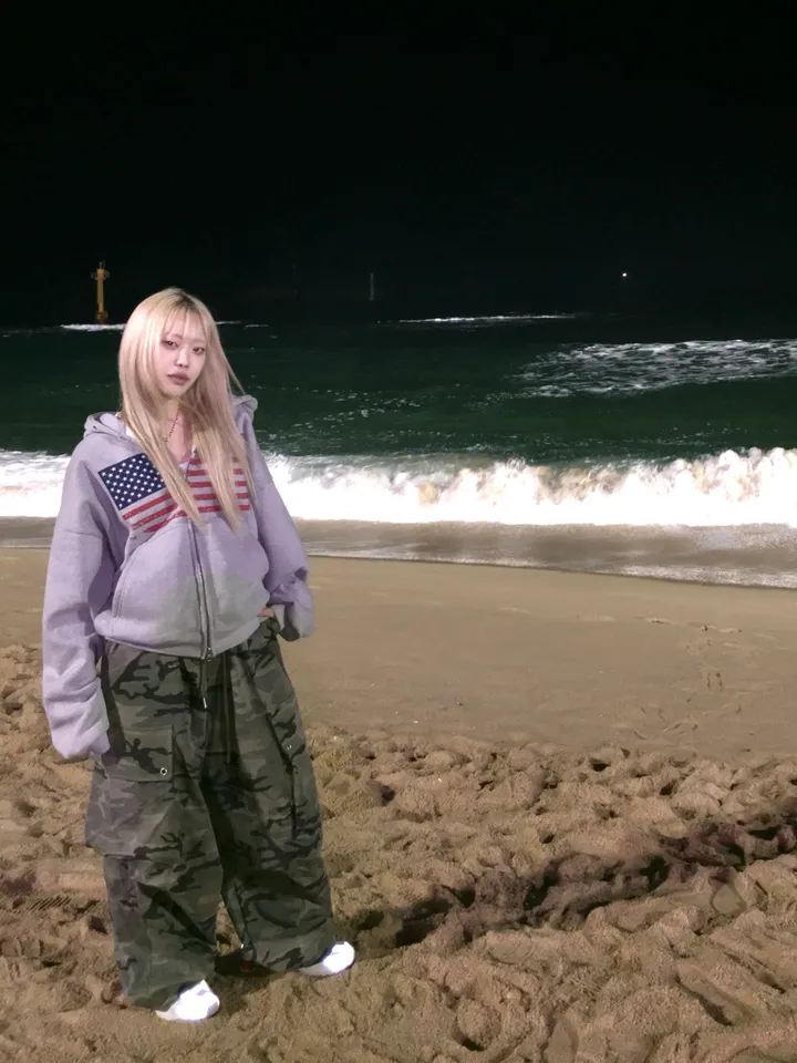 (기모ver) American flags cropped hooded zip-up [2color] 상세 이미지 9