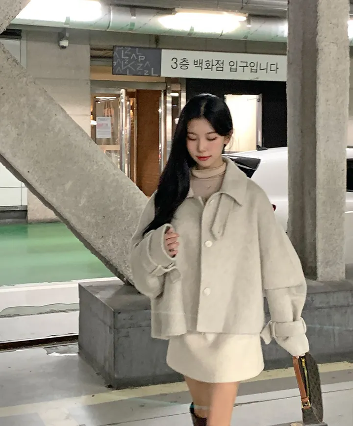 [울100/made💫] 세린 하이넥 나그랑 핸드메이드 숏코트 상세 이미지 5