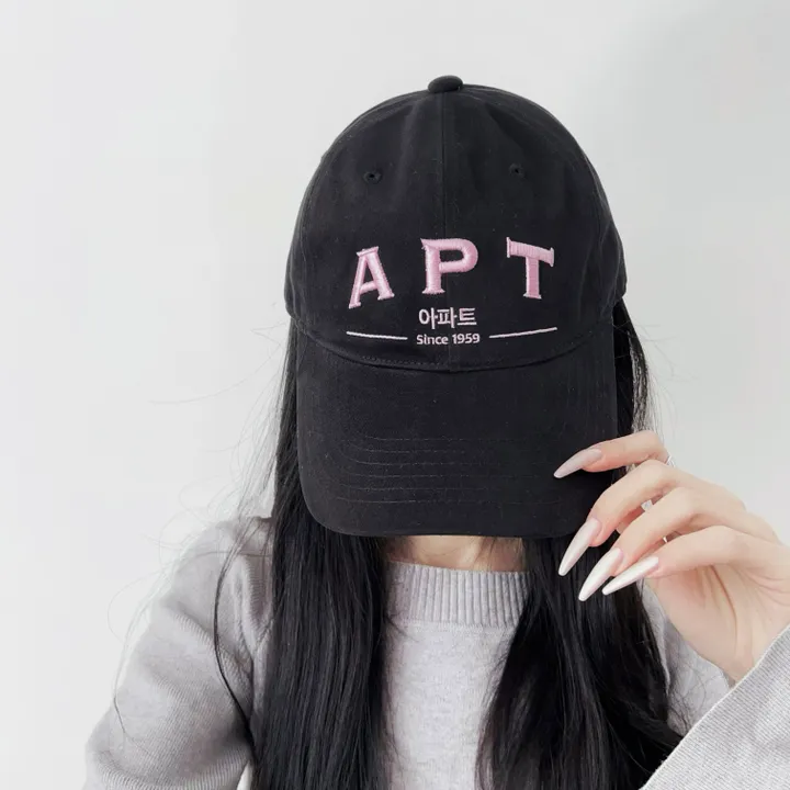[🎁1+1 할인 💥💥국내제작🖤단독 디자인 돈워리 남녀공용 얼굴 커버 데일리 레터링 챙모자 단체모자 빈티지 자수 블랙핑크 APT아파트 무지 볼캡 모자 상세 이미지 19