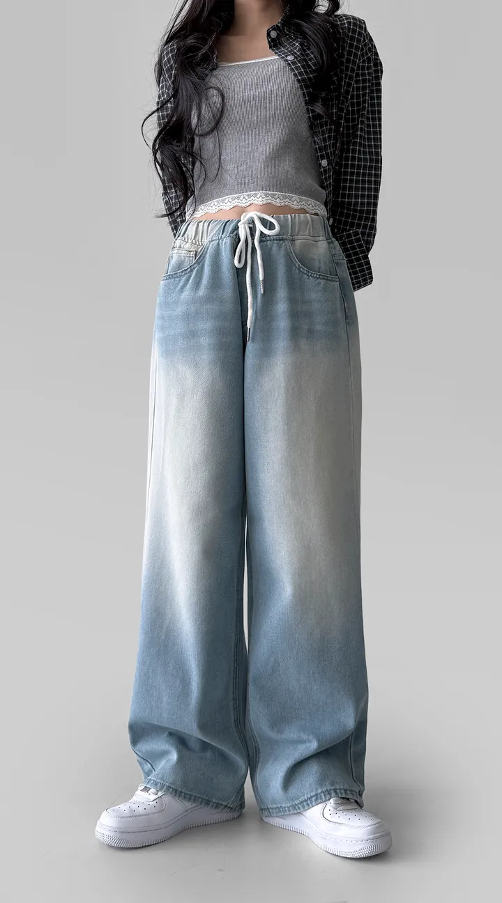 [~2XL] 마블 소프트 워싱 허리 밴딩 와이드 일자핏 데님 팬츠 바지 상세 이미지 29