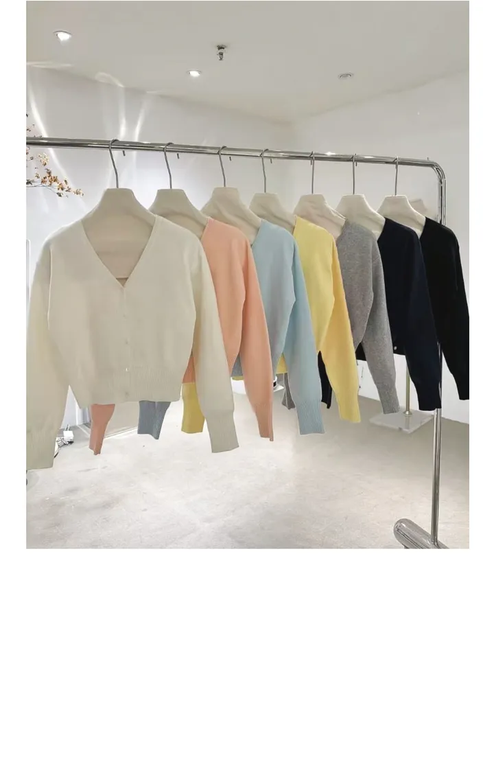 [봄신상/베이직/데일리] 빌리 브이넥가디건 7color 핑크그레이노랑 시보리 여리 니트 상세 이미지 63