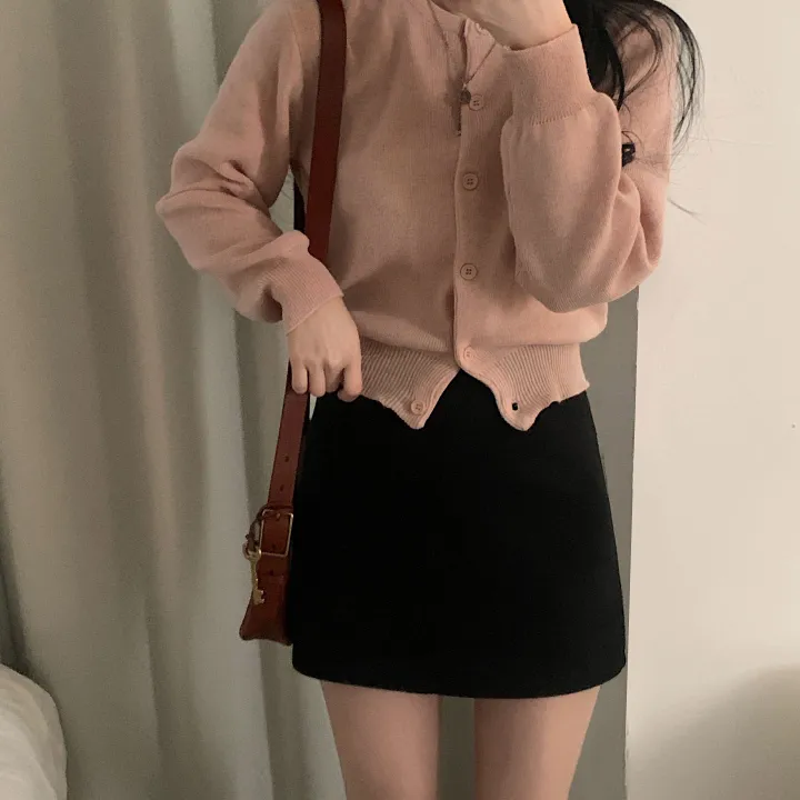 [데일리감성/고퀄!] 어뮤즈 라운드 무지 베이직 니트가디건 - 10color 상세 이미지 37