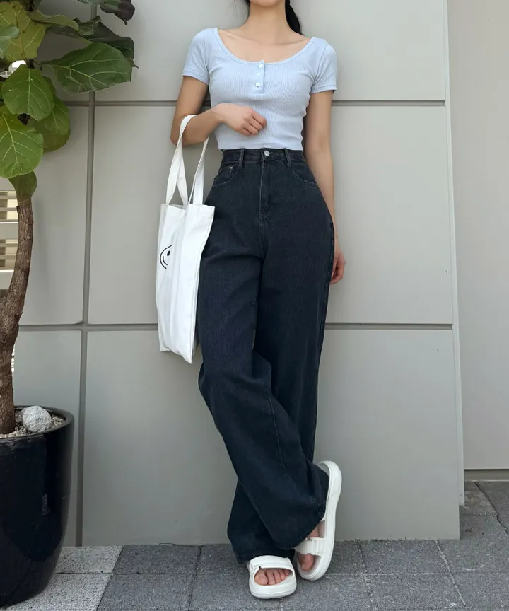 [3단기장/~2XL/6color/핫아이템]노수선와이드기획데님팬츠 상세 이미지 57