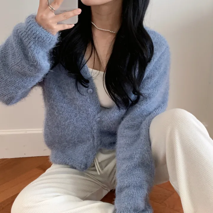 보슬보슬 귀여움 끝판왕 , 브이넥 솔잎 가디건 4COLOR 상세 이미지 9