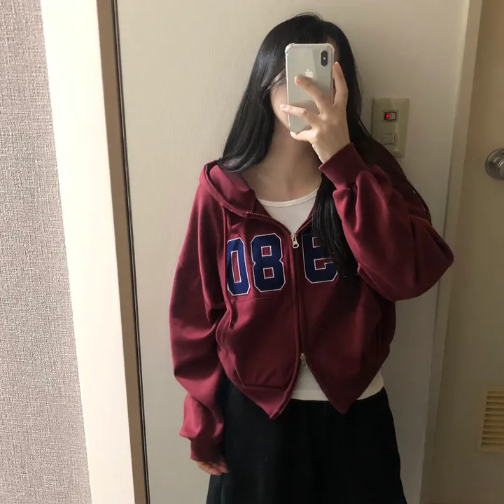 [기모추가!가을신상🤎]투웨이 도톰 자수 레터링 후드집업 7color 상세 이미지 7