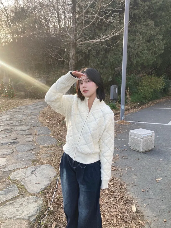 당일출고/허리꽉잡아줌/개강룩/퀼팅부클니트점퍼 상세 이미지 7