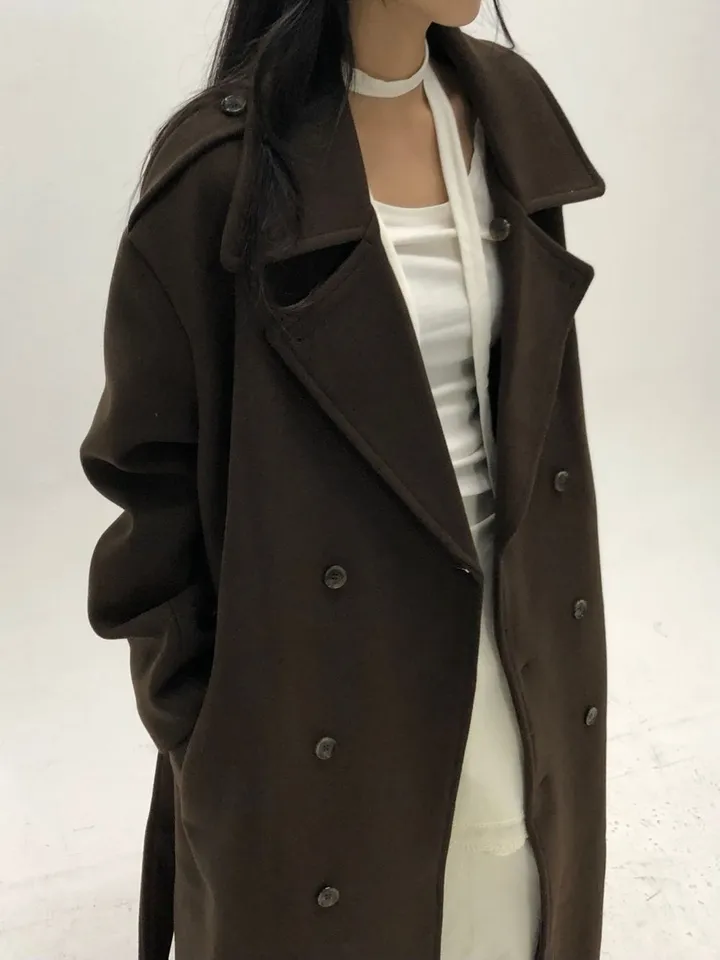 [Unisex] Mael maxi coat (3co) / 울 오버 루즈핏 누빔 안감 벨트 맥시 코트 상세 이미지 9