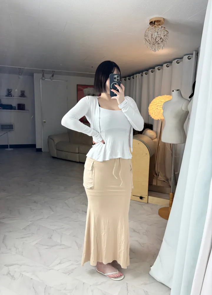 플레어 나시 가디건 투피스 세트 상세 이미지 5