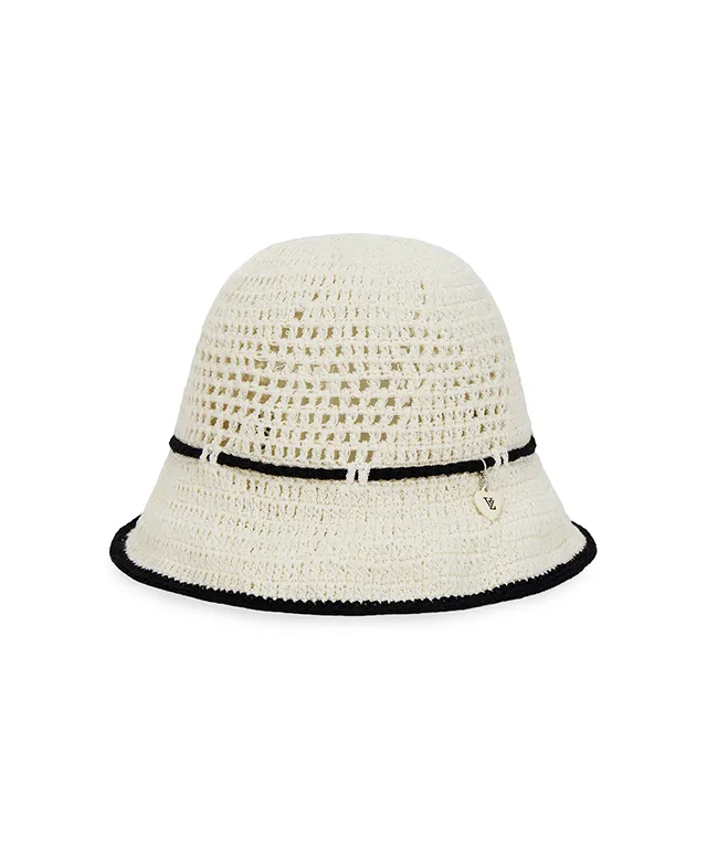 [이채연 착용] 하트체인 크로셰 리본 버킷햇 블랙