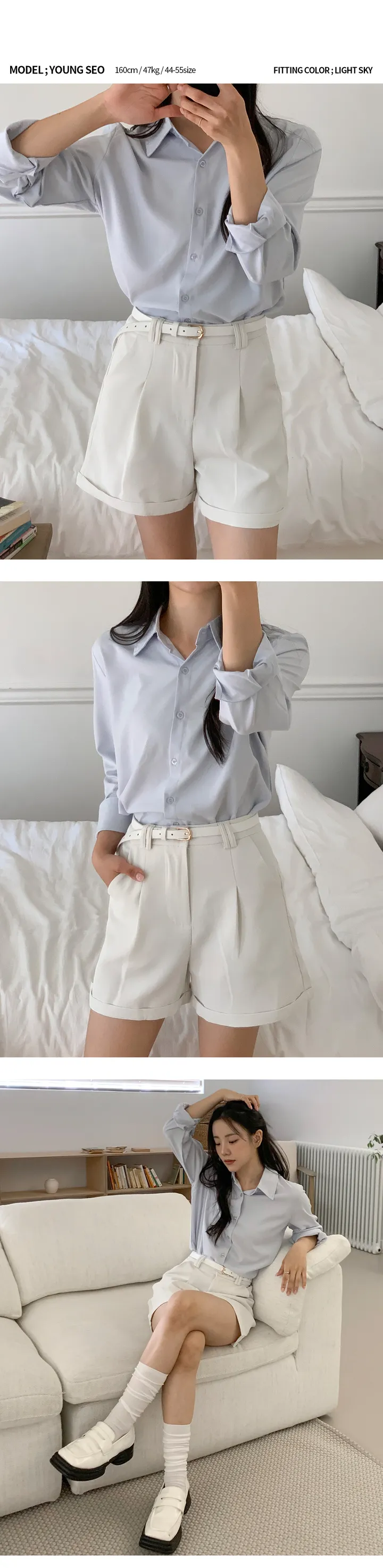 ❤6천장돌파/활용도갑👍❤ 메들리 링클 프리 셔츠 - 구김방지 카라셔츠 남방 블라우스 데일리 베이직 레이어드 직장 하객룩 봄 가을 겨울 교복 축제 행사 오피스룩 면접 상세 이미지 3