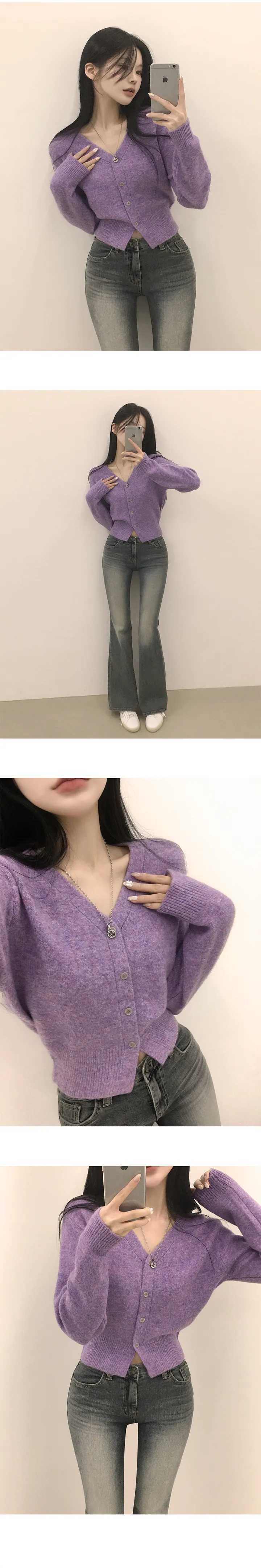 [고퀄,캐시울🤍/색감맛집] 허리잘록~ 여리핏, 부드러운 캐시 울 브이넥 크롭 니트가디건 (9color) 상세 이미지 8