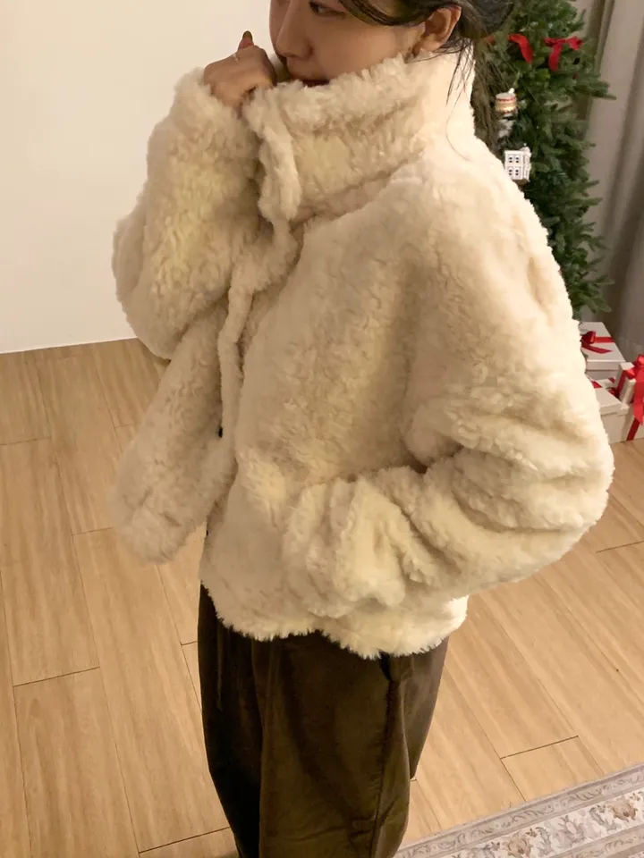 [문의폭주🐻] 베어 버튼 뽀글이 퍼 숏코트 자켓 / 누빔 코트 자켓 - 3color 상세 이미지 26