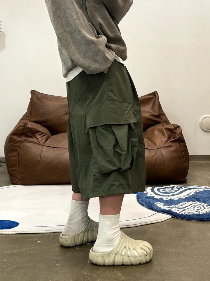 (누적 1000장)(4COLOR) 빅포켓 나일론 8부 카고팬츠 (카고반바지, 여름반바지, 8부팬츠, 와이드반바지, 카고하프팬츠, 나일론팬츠) 상세 이미지 22