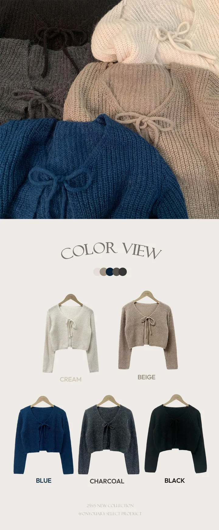 [흘러내림X]퓨어 울 모헤어 리본 볼레로 크롭 가디건 - 4color 상세 이미지 5