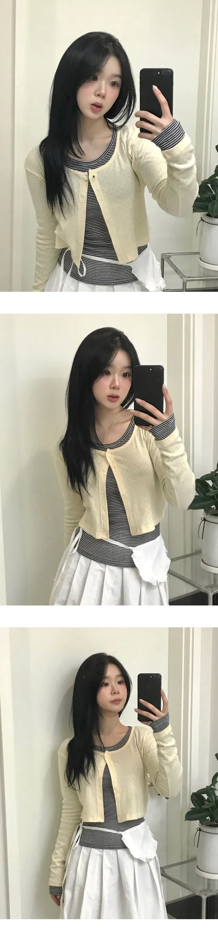 펀칭 크롭 투버튼 가디건  3color 상세 이미지 6