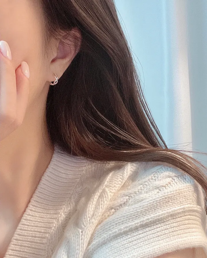 실버925 미니 꼬임 원터치 링귀걸이 (실버,로즈골드) 상세 이미지 5