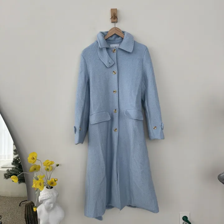 하이넥 부클 뽀글이 파스텔 허리 슬림 벨트 맥시 싱글 롱코트(3color)크리스마스룩 연말룩 상세 이미지 39