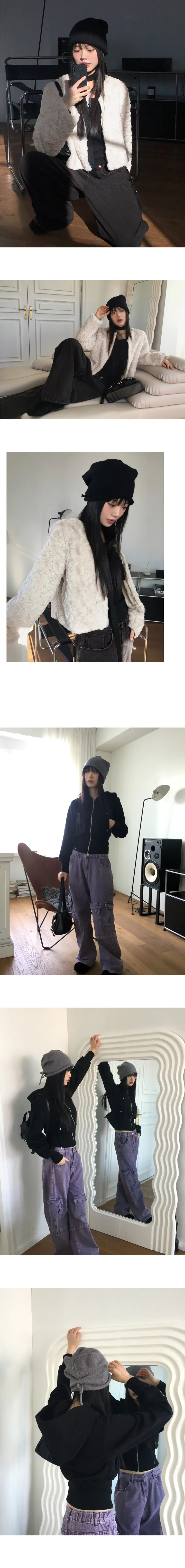 히콧 스트링 포인트 니트 두건 비니 상세 이미지 7