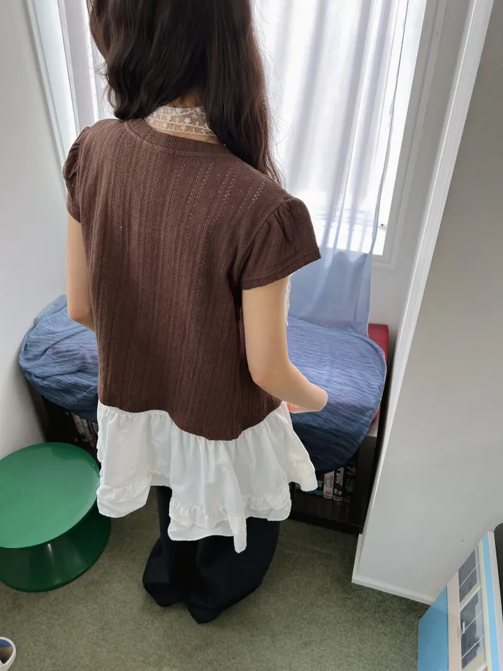 밤비 빈티지 펀칭 반팔 가디건 상세 이미지 9