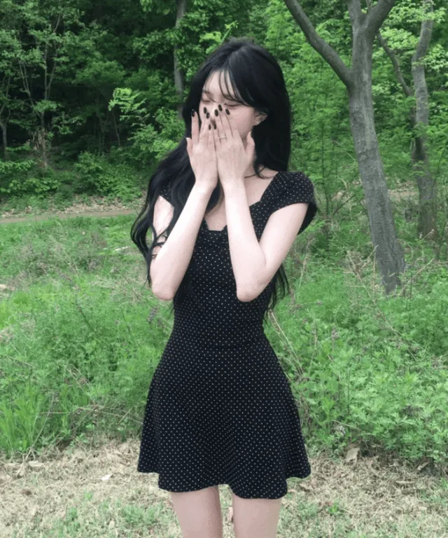 [미소녀🖤/잘록핏] 하루 키치 도트 리본 미니원피스 2color
