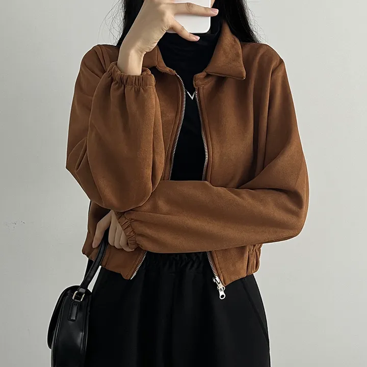 [봄재진행! *투웨이집업/빠른배송🤎스웨이드자켓,세무자켓,크롭아방핏 봄신상] 스웨이드투웨이점퍼 상세 이미지 2