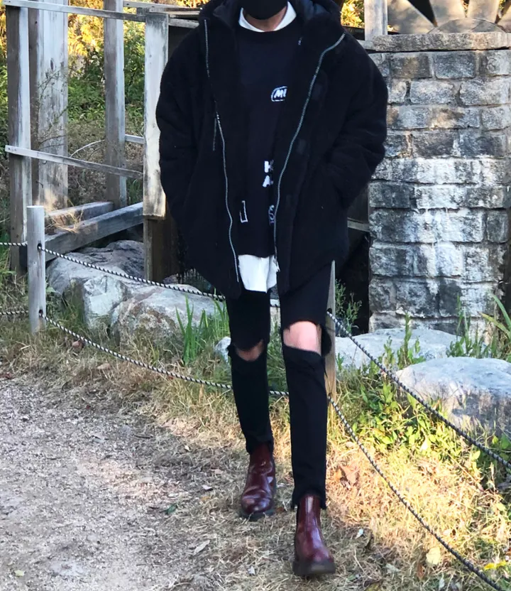 덤블 헤비 양털 패딩 오버핏 투웨이 스트링 후리스 뽀글이 후드 집업 자켓 점퍼 상세 이미지 64