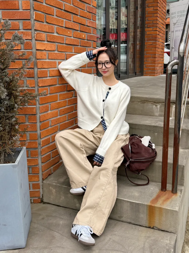 [5color/개강룩] 체크 배색 니트 가디건 상세 이미지 10
