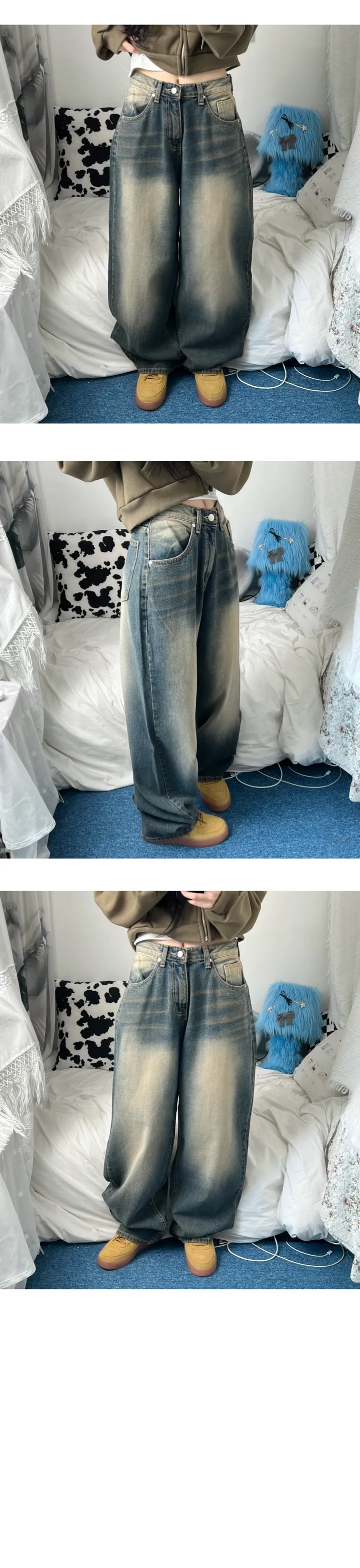 clay washing denim wide pants 상세 이미지 16