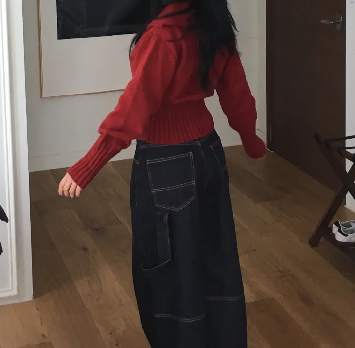 [간절기신상/허리잘록!] 데일리 투웨이 카라넥 하이넥 세미 크롭 니트 집업 상세 이미지 17