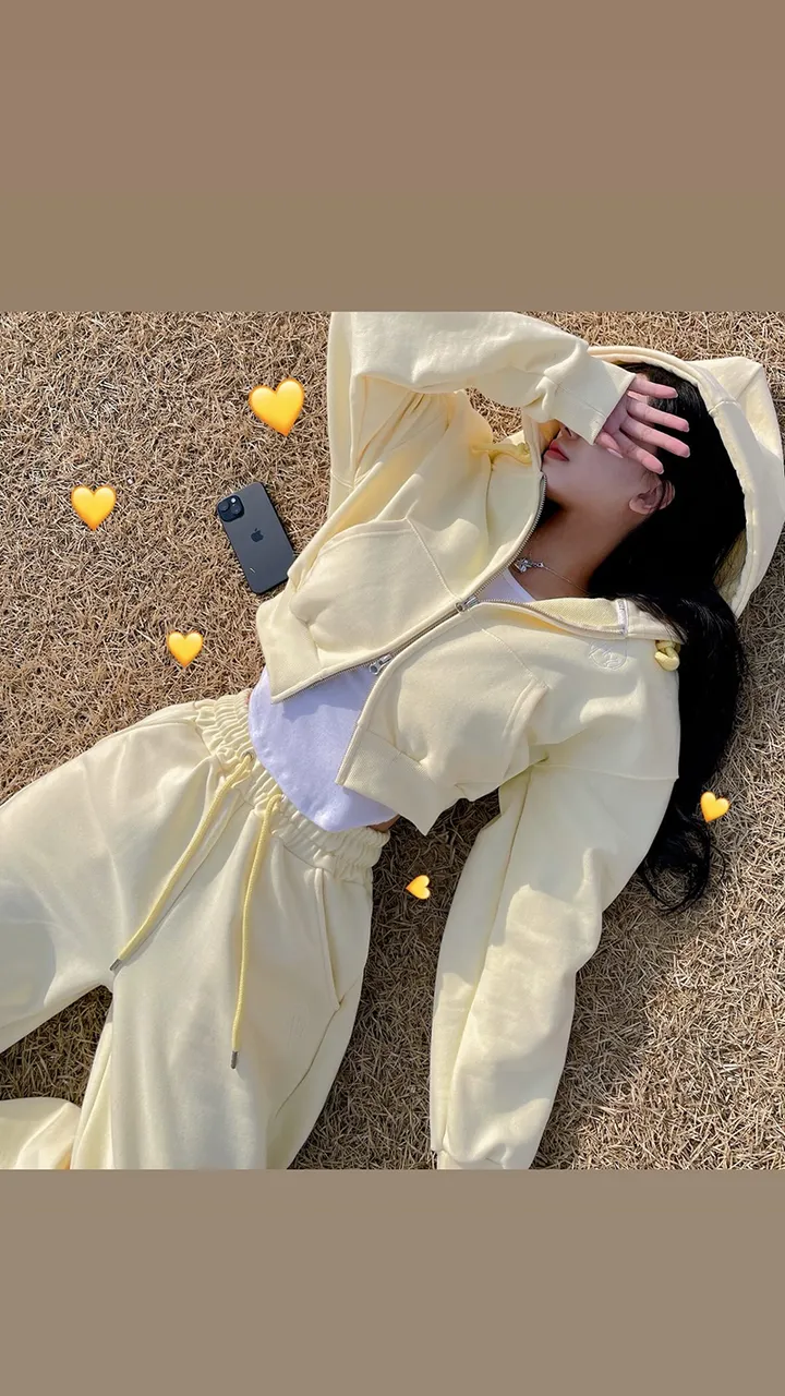[MADE/허리잘록!][고퀄보장] 데이지 크롭 후드집업+롱 와이드팬츠 set 봄트레이닝 데일리추리닝 상세 이미지 8
