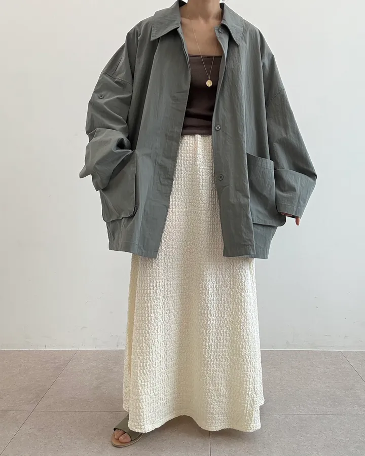 모크 박시 오버 봄 자켓 바스락재질 (소매롤업가능해요) 2color 상세 이미지 50