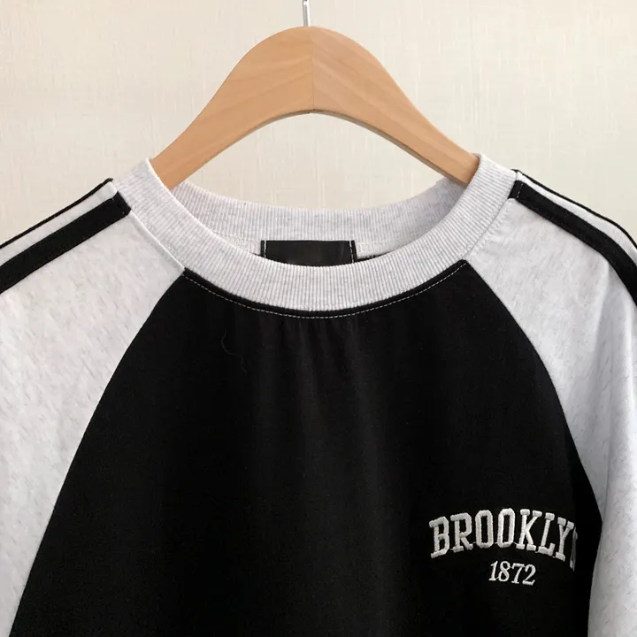 [예쁜/스포티!] 두줄 져지 배색 나그랑 브루클린 자수 데일리 반팔티T 5color 상세 이미지 39