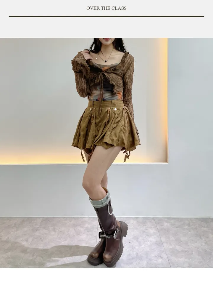 🚀[가디건+스커트 2pcs SET] 빈티지 보헤미안룩 투피스 세트 O476 상세 이미지 1