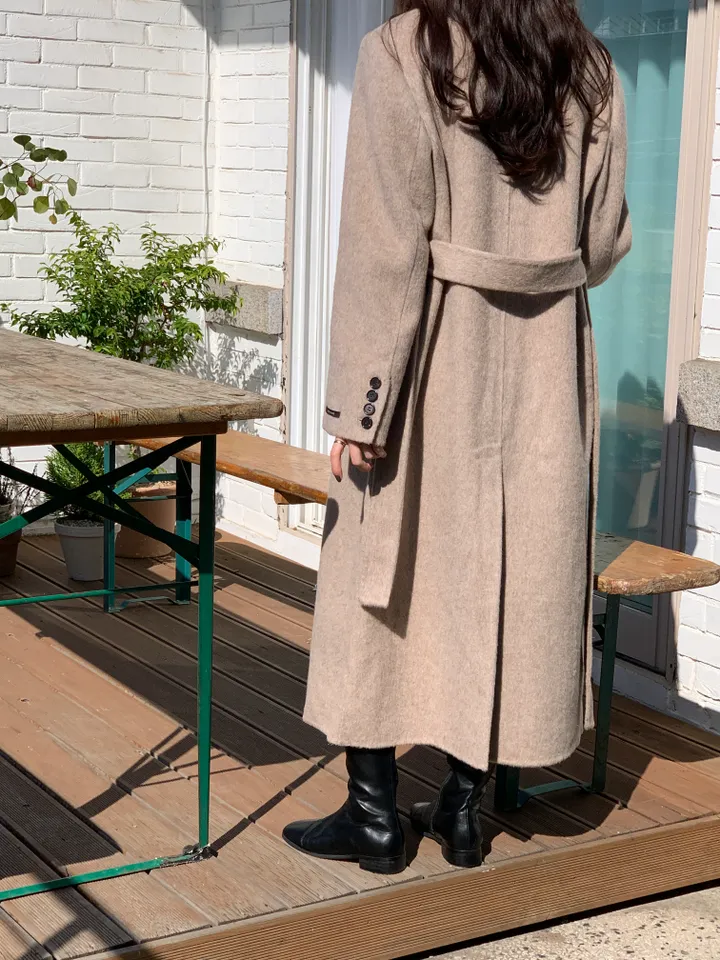 [브랜드퀄/부드럽고 가벼워요/강추💟] *알파카85,울15* 알파카 일자핏 울 핸드메이드 코트 상세 이미지 17