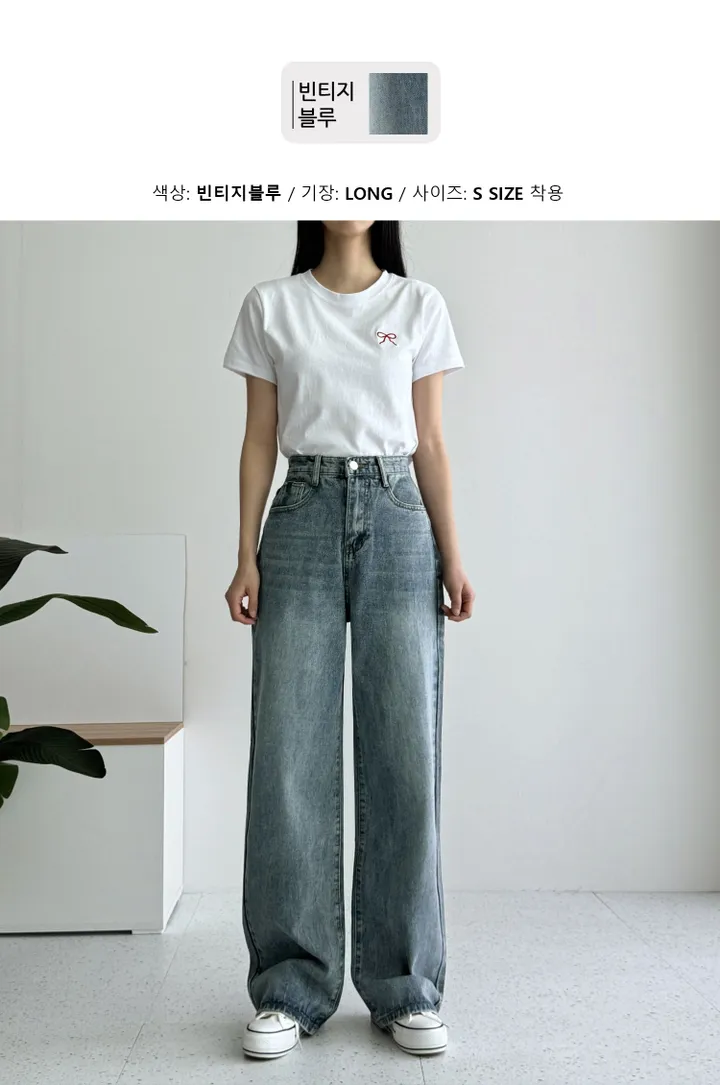 [3단기장/~2XL/6color/핫아이템]노수선와이드기획데님팬츠 상세 이미지 14