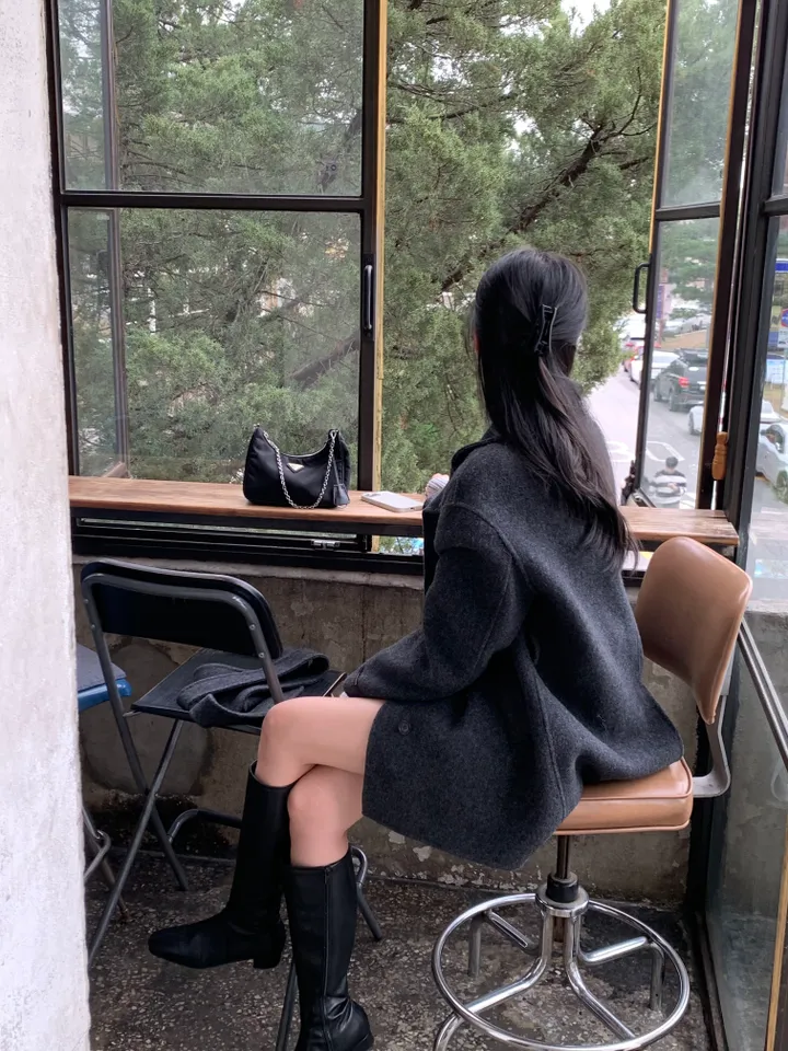 [Hand Made/울 100%] 드엘 하이넥 핸드메이드 벨트 하프 코트 하객룩 (4 color) 상세 이미지 33