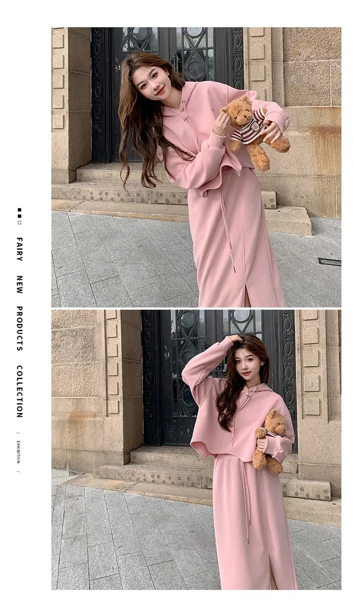 ❣️러블리❣️ 상하의 세트 후드티 치마 간절기 여리여리 귀염핏 여신핏 봄 가을 코디세트 트레이닝세트 트레이닝복 상세 이미지 12