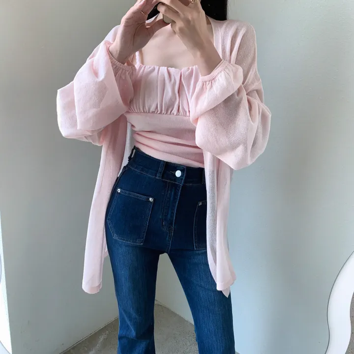 로코 셔링탑set 루즈핏 가디건 상세 이미지 9