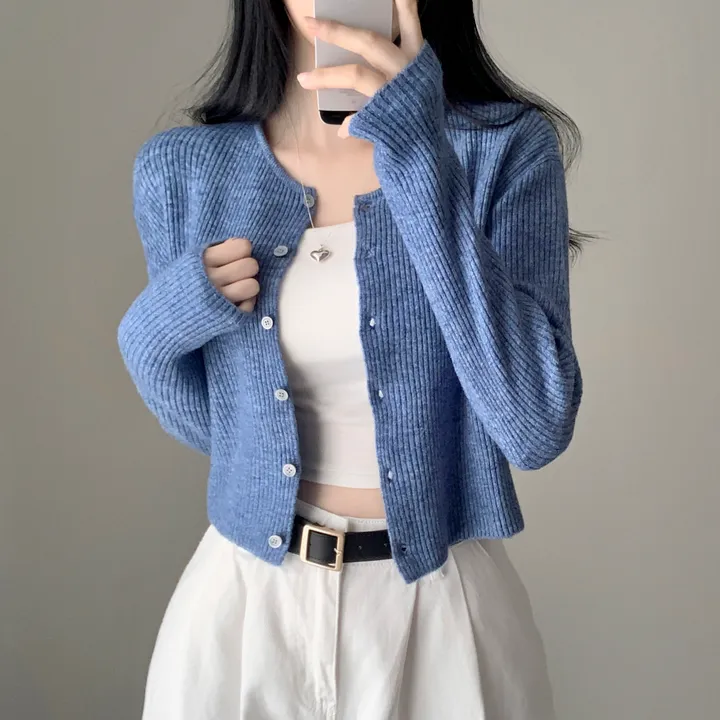 [캐시울/만족도100%] 크렌베리🍇 여리핏 캐시울 아크릴 라운드 골지 크롭 긴팔 가디건 상세 이미지 22