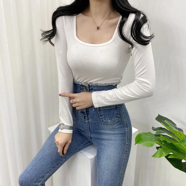 🚀당일발송🚀[묶음할인/11컬러] 조이 봄 가을 뉴 스퀘어넥 긴팔 티셔츠 이너티 상세 이미지 7