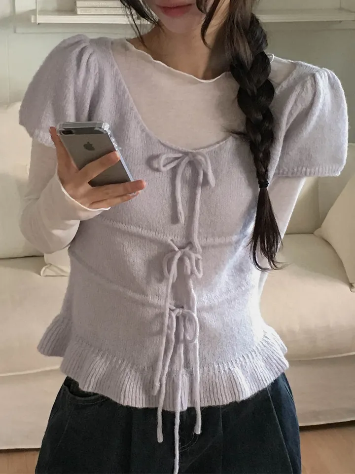 [여리색감/레이어드티] 다린 보트넥 물결 프릴 시스루 긴팔 티셔츠 4colors 상세 이미지 15