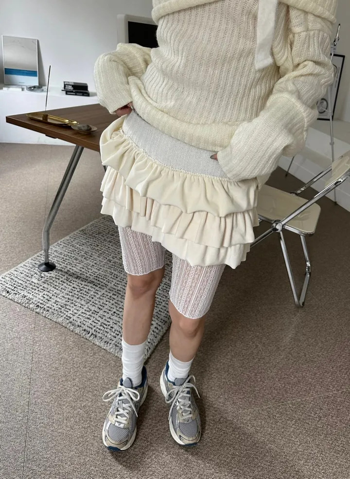 [5부st] pippi lace slim layered shorts leggings / 삐삐 레이스 슬림 레이어드 쇼츠 레깅스 상세 이미지 22