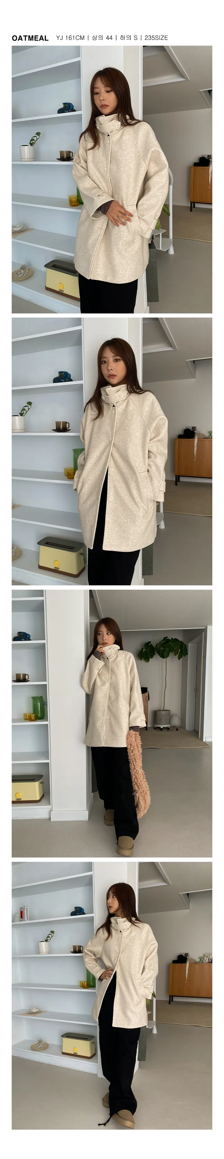 주문폭주🔥*헤더 울 하이넥 누빔 미디 코트[겨울코트/모/3color] 상세 이미지 4