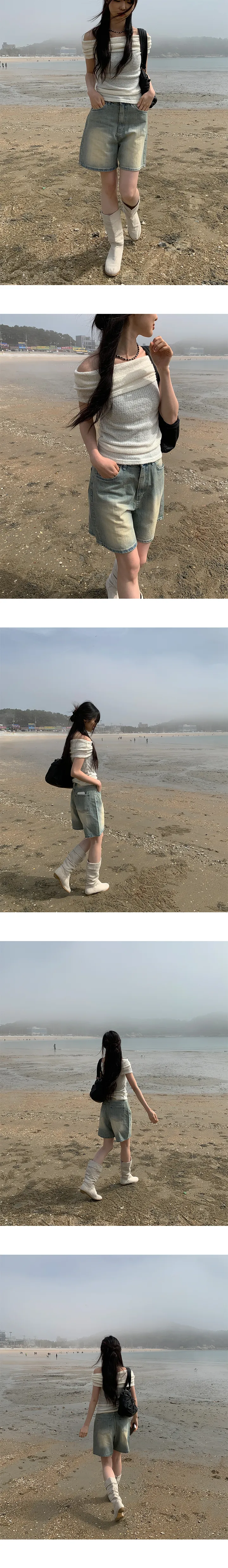 [특가세일🖤]옐로우틴 워싱 숏 데님 팬츠 상세 이미지 9