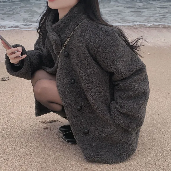 [왕아방핏🤎/주문폭주✨]후회없는 선택,푸들 양털 오버핏 하프 스웨이드 퍼자켓,코트 상세 이미지 94