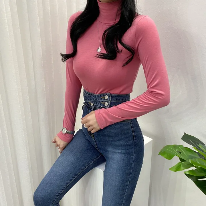 🚀당일발송🚀[6천장돌파/기모선택/묶음할인] 봄 가을 겨울 메이 부들 여리 폴라 티셔츠 이너티 상세 이미지 75