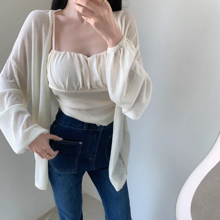 로코 셔링탑set 루즈핏 가디건 상세 이미지 22