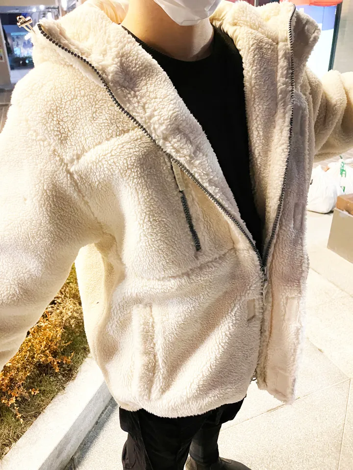 덤블 헤비 양털 패딩 오버핏 투웨이 스트링 후리스 뽀글이 후드 집업 자켓 점퍼 상세 이미지 101