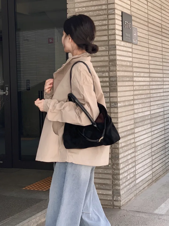 [트렌치 바람막이🤍/아우터맛집!] 트렌치바람막이 야상 하이넥 바람막이 숏트렌치 간절기아우터 데일리룩 숏야상 봄 자켓 오버핏자켓 상세 이미지 19